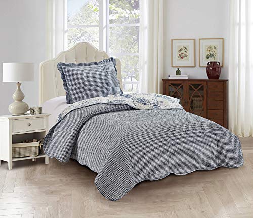 Blue Toile Quilt Set
