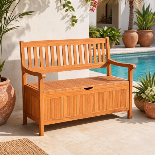Outdoor Wood Storage Bench Deck Box