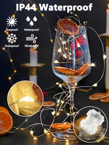 6 Pack Fairy Lights Battery Operated with Remote 120 LED 40 FT Warm White (6 Count)