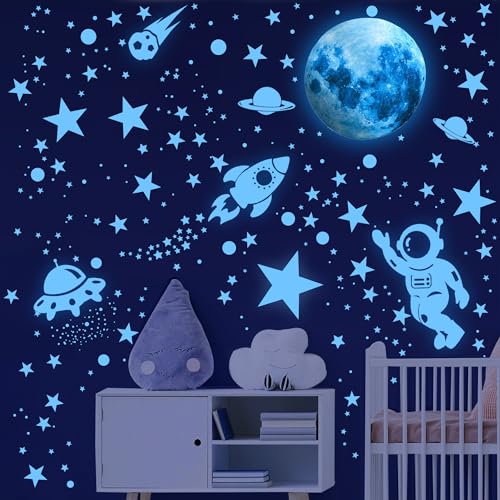 530 Glow in the Dark Stars for Ceiling Moon and Space Wall Decals