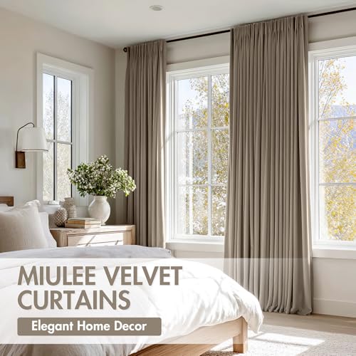 Taupe Blackout Velvet Curtains Drapes 84 Inch Long 52"x84" Bedroom (2 Count)