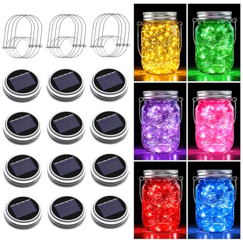 Mason Jar Solar Lights for Outside (12 Count)