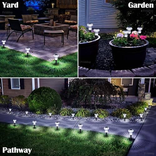 Solar Lights Outdoor 12 Pack Pathway Lights 6000K LED Waterproof Cold White Mushroom Shape for Garden Driveway Walkway Landscape Path Lawn Yard Decor (12 Count)