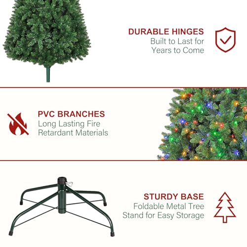 6ft Artificial Prelit Christmas Tree with 250 Multicolor LEDs (1032 Count)