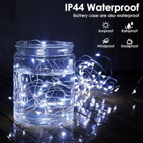 2 Pack Fairy Lights Battery Operated with Remote 66FT 200 LED Cool White (2 Count)