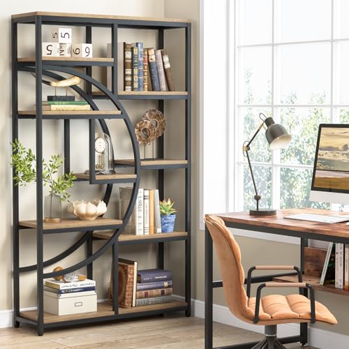 Industrial Bookshelf Bookcase with 9 Open Shelf