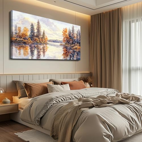 Modern Large Canvas Print Wall Art Abstract Ink Landscape Painting Home Decoration Natural Landscape Artwork Picture Living Room Bedroom Office Wall Decoration Ready To Hang 24x48 Inches