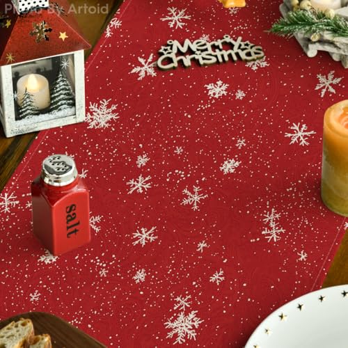 Snowman Christmas Table Runner Home Party Decor 13x36 Inch