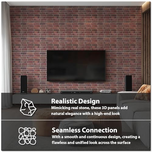 3D Red Faux Brick Wall Panels