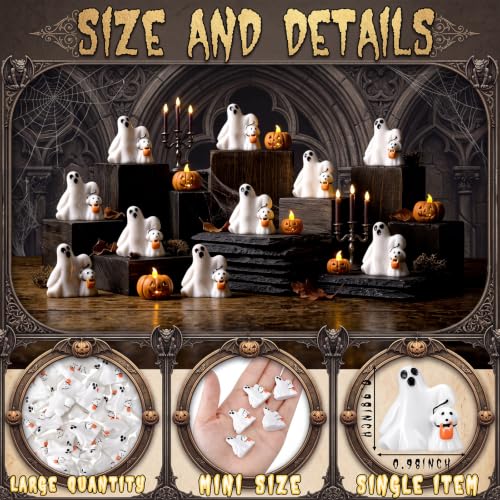 50 Pcs Halloween Mini Ghosts Figurines Resin Tiny Ghosts (50 Count)