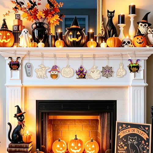 36PCS Wooden Halloween Ornaments to Paint Fall Decorations Crafts for Kids (36 Count)