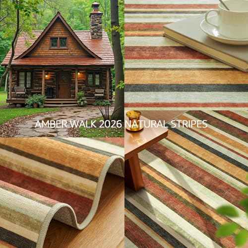 2x3 Striped Rug for Entryway Washable Kitchen Rug (6 Sq Ft)