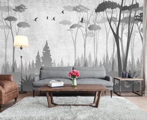 Gray Forest Wall Mural Wallpaper for Bedroom