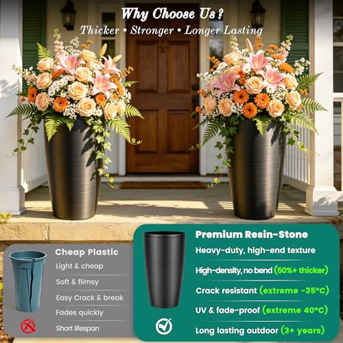 Autodaya 22.8" Tall Outdoor Planters Set of 2 (2 Count)