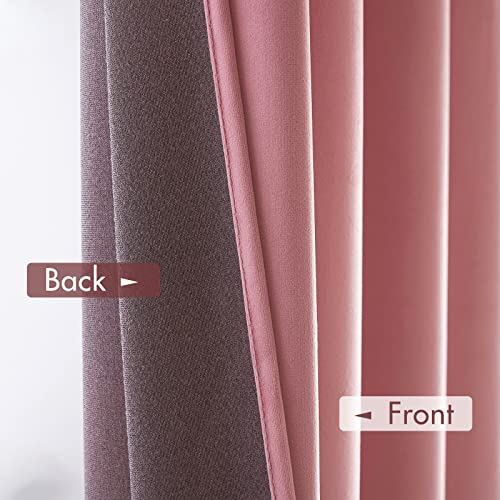 Pink Blackout Velvet Curtains Drapes 90 Inch Long 52"x90" Bedroom (2 Count)