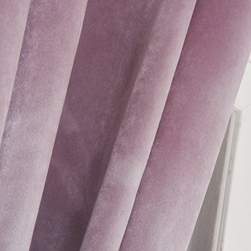 Super Soft Luxury Velvet Curtains Set of 2 Pink Flannel Blackout Drapes Grommet Draperies for Hotel 52Wx72L inch