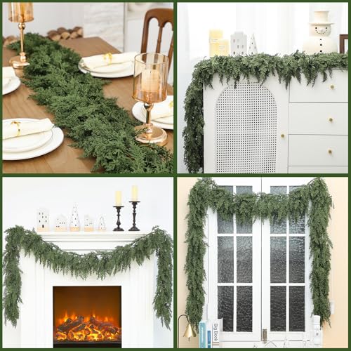 2 Pcs 6 ft Artificial Cedar Garland for Christmas