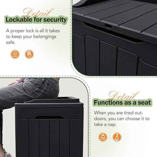 31 Gallon Resin Deck Box All Weather Outdoor Storage Boxes for Patio Furniture Set