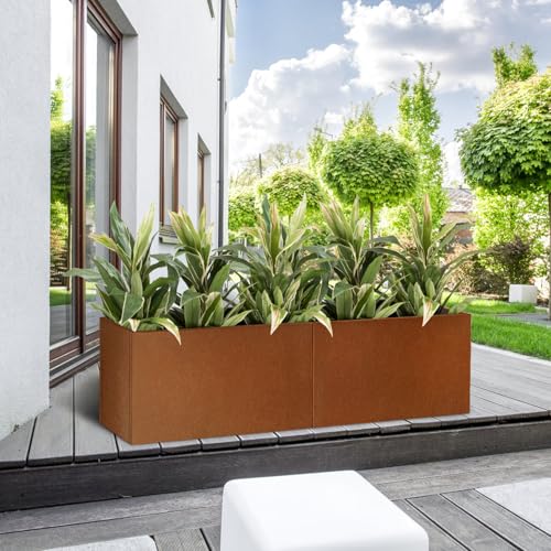Corten Steel Planter Box 36" L x 12" W x 16" H Rectangular Outdoor Planter
