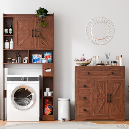 Farmhouse Storage Cabinet with 2 Doors and 4 Drawers