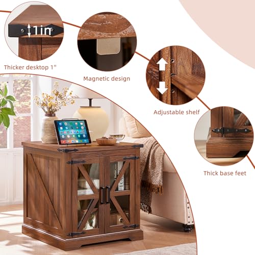 24'' End Table with Charger for Living Room
