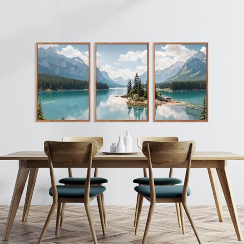 Lake Mountain Landscape Framed Canvas Wall Art