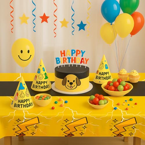 3 Pack Yellow Cartoon Plastic Birthday Tablecloths (3 Count)
