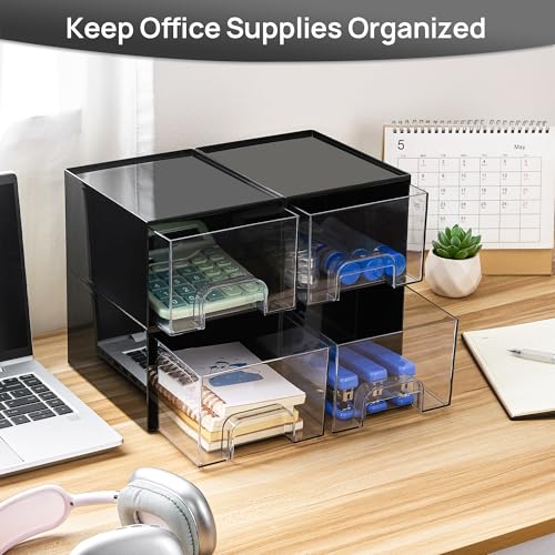 Black Small Stackable Storage Drawers for Cologne Organizer (4 Count)