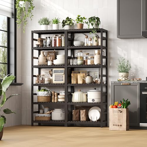 6 Tier Bamboo Shelf with Adjustable Shelves