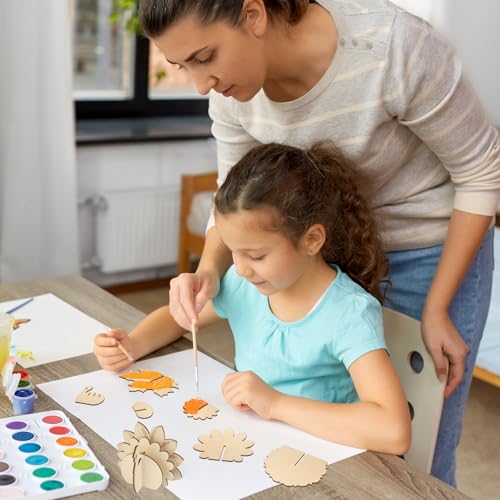 DIY 3D Turkey Thanksgiving Wood Crafts to Paint (24 Count)