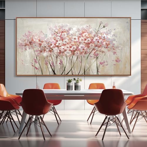 Pink Wall Art Floral Wall Decor Nature Large Pictures Flowers Arts Framed Canvas Artwork for Office Hotel 36"x70"