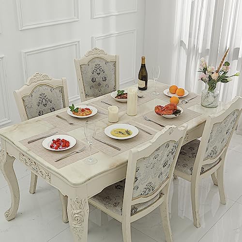 Woven Vinyl Beige Placemats Set of 16 (14 Count)