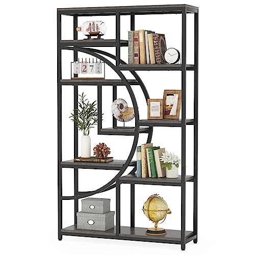 Industrial Bookshelf Bookcase with 9 Open Shelf