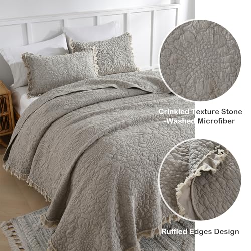 Beige Ruffled Quilt Twin Size