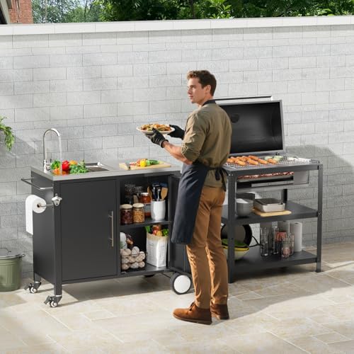 Outdoor Grill Table with Sink