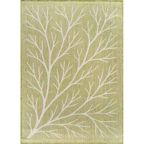 Washable Indoor Outdoor Rug 10x14 Modern Area Rugs Branch Pattern Non Shedding Waterproof Easy Clean Patio Deck Porch Living Room Bedroom Garden RV (140 Sq Ft)