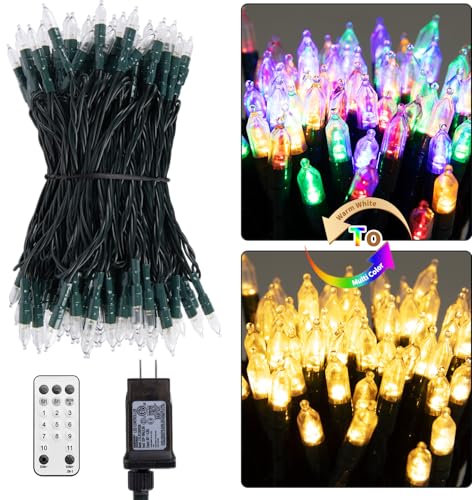 200 LED Christmas String Lights Outdoor 75 Ft. 9 Modes with Remote Timer Dimmer Extendable Mini Fairy Lights Plug in for Indoor Xmas Trees Wedding Decor