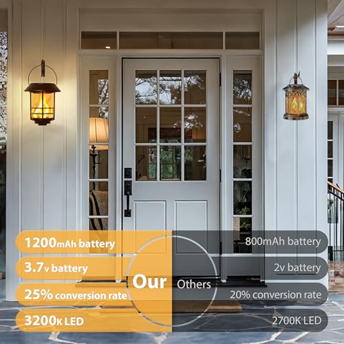 Solar Lanterns Outdoor Waterproof Flickering Flame 2 Pack Red Bronze (2 Count)