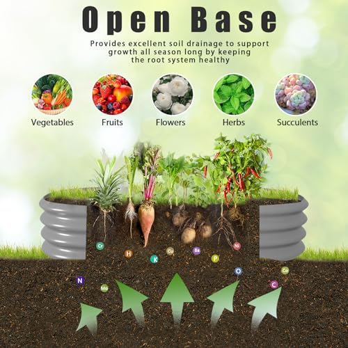 2 Pack 4x2x1ft Galvanized Raised Garden Bed Kit Oval Metal Ground Planter Box Outdoor Bottomless Planter Raised Beds for Vegetables Flowers Herbs Fruits