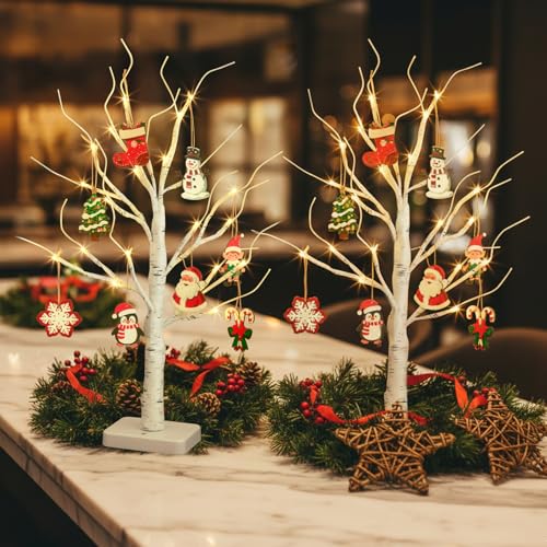 Lighted Birch Tree with Ornaments (2 Count)