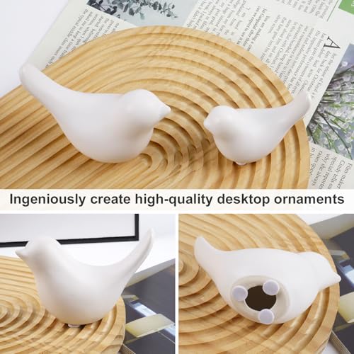 Small White Birds Statues Home Decor Modern Style Decorative Ornaments for Living Room Decor (2 Count)