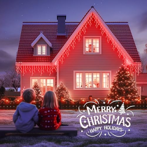 23 FT 200 Count Red Icicle Lights