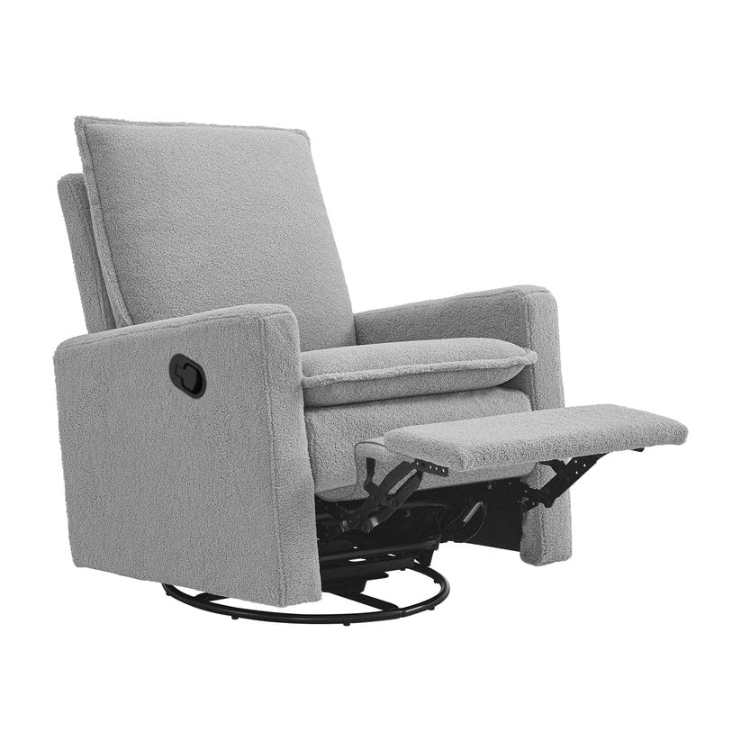 Uptown Upholstered Glider Recliner Rocking Chair 360° Swivel for Nursery and Living Room