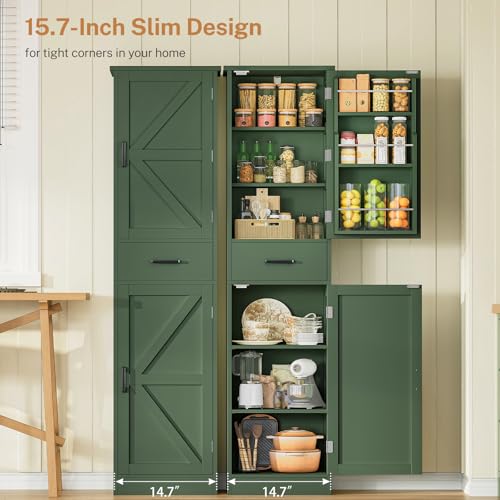 Tall Storage Cabinet with Door Shelves & Drawer