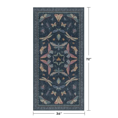 Blue Vintage Boho Area Rug 3x6 (18 Sq Ft)