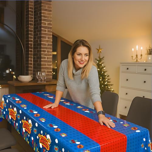 8Pcs 2in1 Superhero Birthday Party Tablecloths Decorations (8 Count)