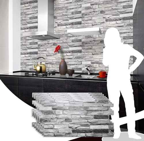 GRAZPG7117 5 Grey Faux Stone PVC 3D Wall Panel (25.6 Sq Ft)
