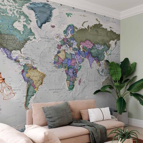 Wall Mural World Map 79x55 in (30.13 Sq Ft)