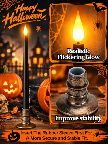 6 Pcs Halloween Black LED Flameless Candles with Remote (6 Count)