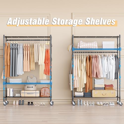 3 Tier Heavy Duty Garment Rack with Wheels